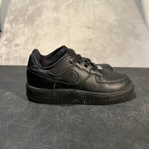 Nike Air Force 1 EasyOn Shoes Toddler 12C Triple Black Low AF1 Leather Kids